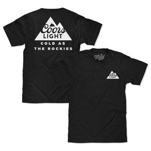 Coors Light Cold as the Rockies Left Chest Front and Back Print T-Shirt - Black