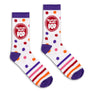 Tootsie Roll Pop Colorful Candy Logo Crew Socks - White/Purple