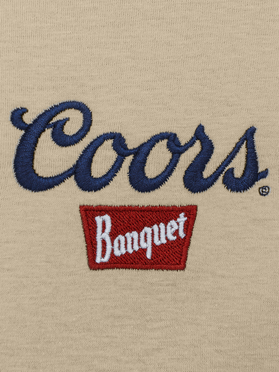 Coors Banquet Embroidered Left Chest Logo T-Shirt - Sand