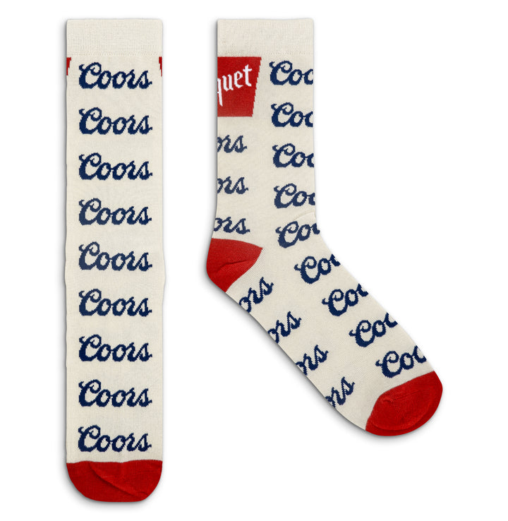 Coors Banquet Beer Logo Novelty Socks - Gray/Red/Blue