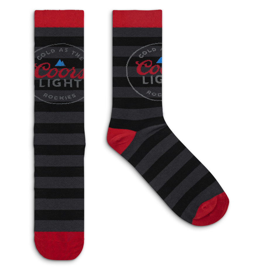 Coors Light Cold As The Rockies Striped Beer Socks - Blue/Red/Gray/Black