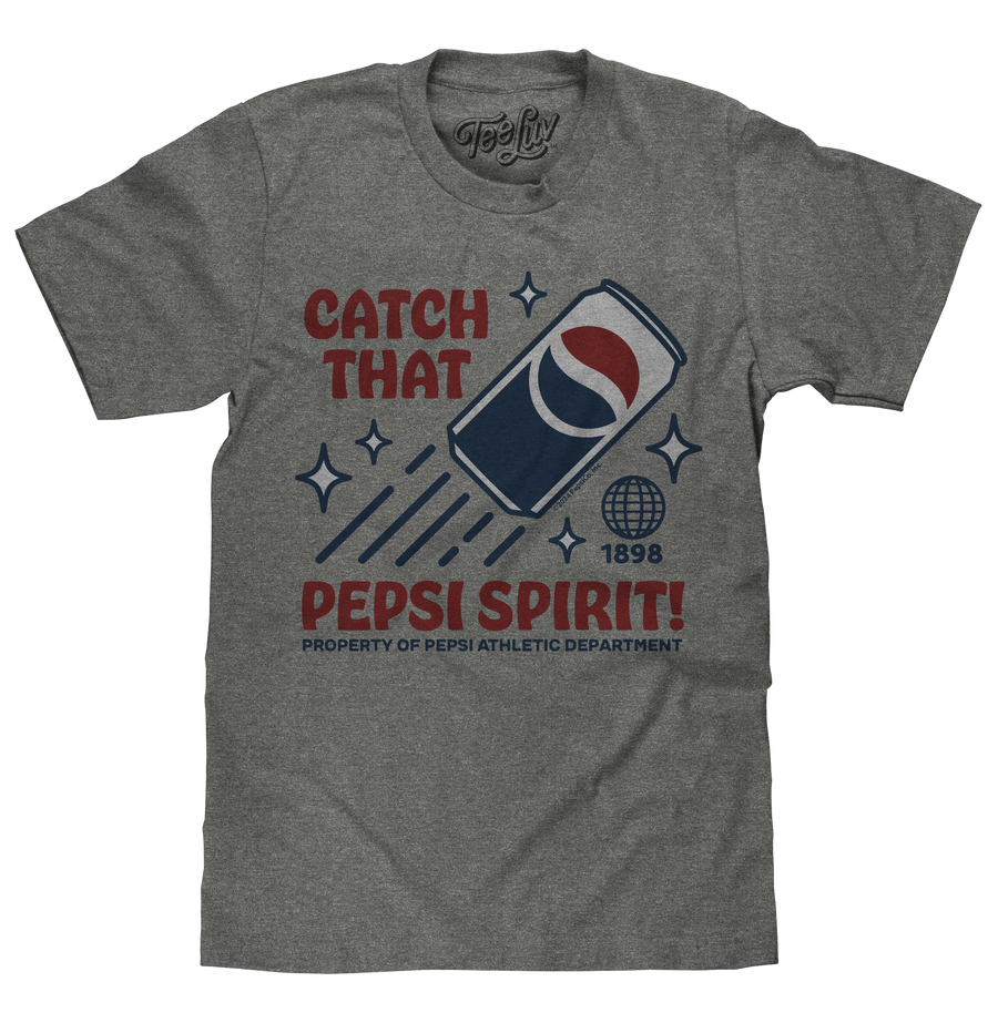 Retro Catch That Pepsi Spirit Soda Logo T-Shirt - Graphite Heather