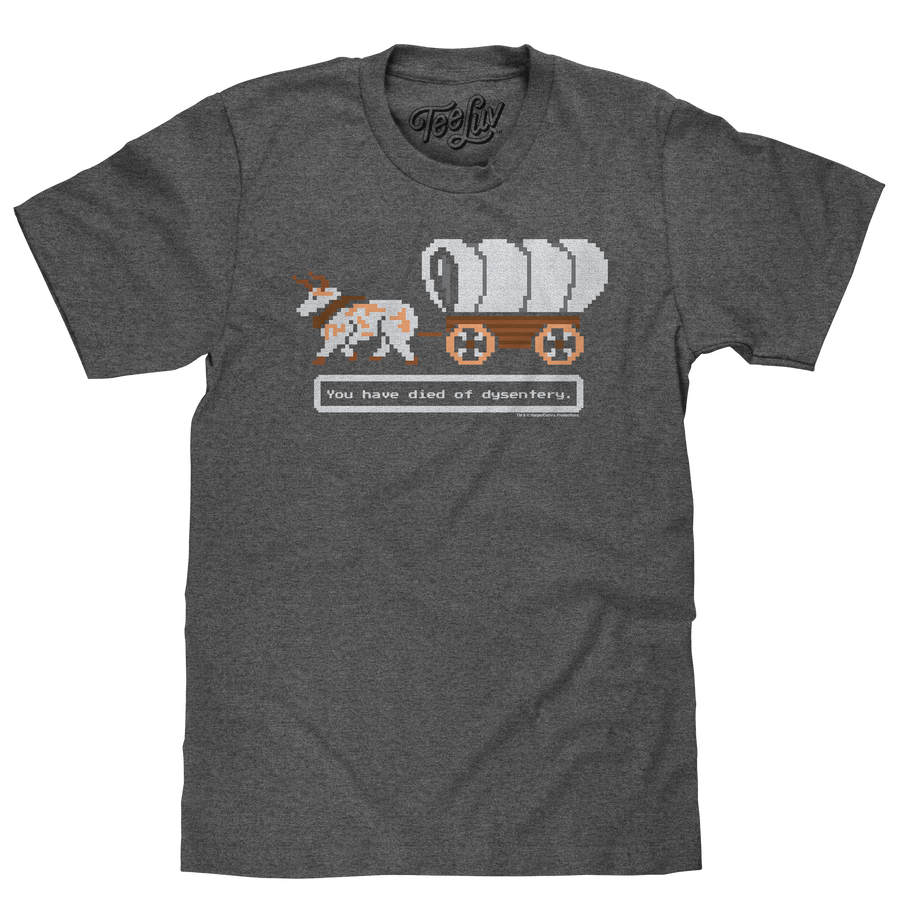 The Oregon Trail You Have Died of Dysentery Video Game Quote T-Shirt - Heather Graphite