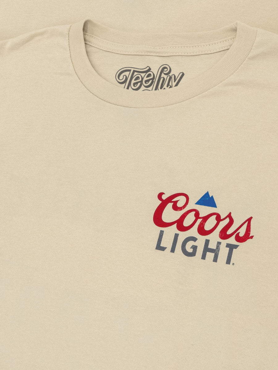 Coors Light Baseball League Front and Back Beer Logo T-Shirt - Cream