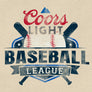 Coors Light Baseball League Front and Back Beer Logo T-Shirt - Cream