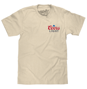 Coors Light Baseball League Front and Back Beer Logo T-Shirt - Cream