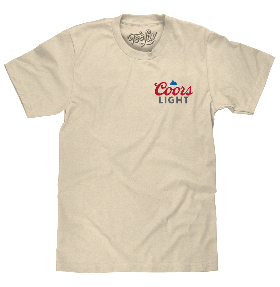 Coors Light Baseball League Front and Back Beer Logo T-Shirt - Cream