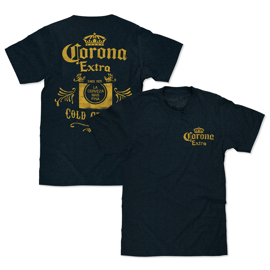 Corona Extra Front and Back Print T-Shirt - Denim Black Heather