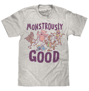 Monstrously Good General Mills Cereal Monster Cartoon Mascots T-Shirt - Heather Oatmeal