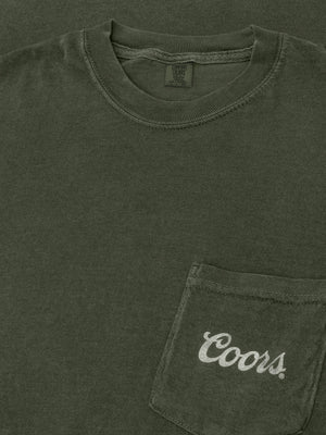 Tee Luv x Comfort Colors Faded Coors Rodeo Cowboy Left Chest Pocket T-Shirt - Moss Green