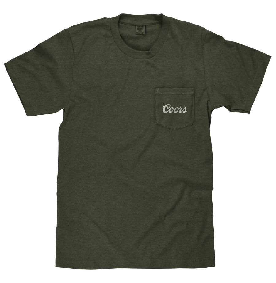 Tee Luv x Comfort Colors Faded Coors Rodeo Cowboy Left Chest Pocket T-Shirt - Moss Green