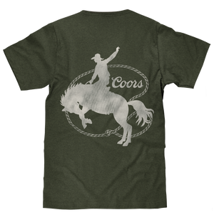 Tee Luv x Comfort Colors Faded Coors Rodeo Cowboy Left Chest Pocket T-Shirt - Moss Green