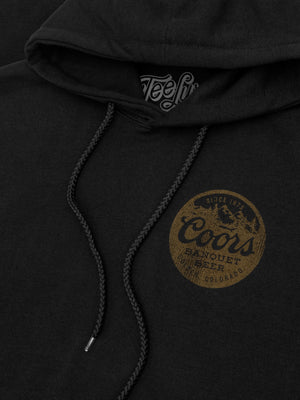 Coors Banquet Beer Double Sided with Sleeve Print Hooded Sweatshirt - Black