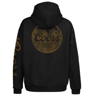 Coors Banquet Beer Double Sided with Sleeve Print Hooded Sweatshirt - Black