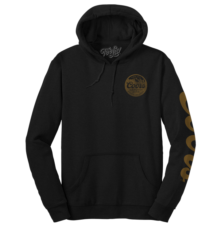 Coors Banquet Beer Double Sided with Sleeve Print Hooded Sweatshirt - Black