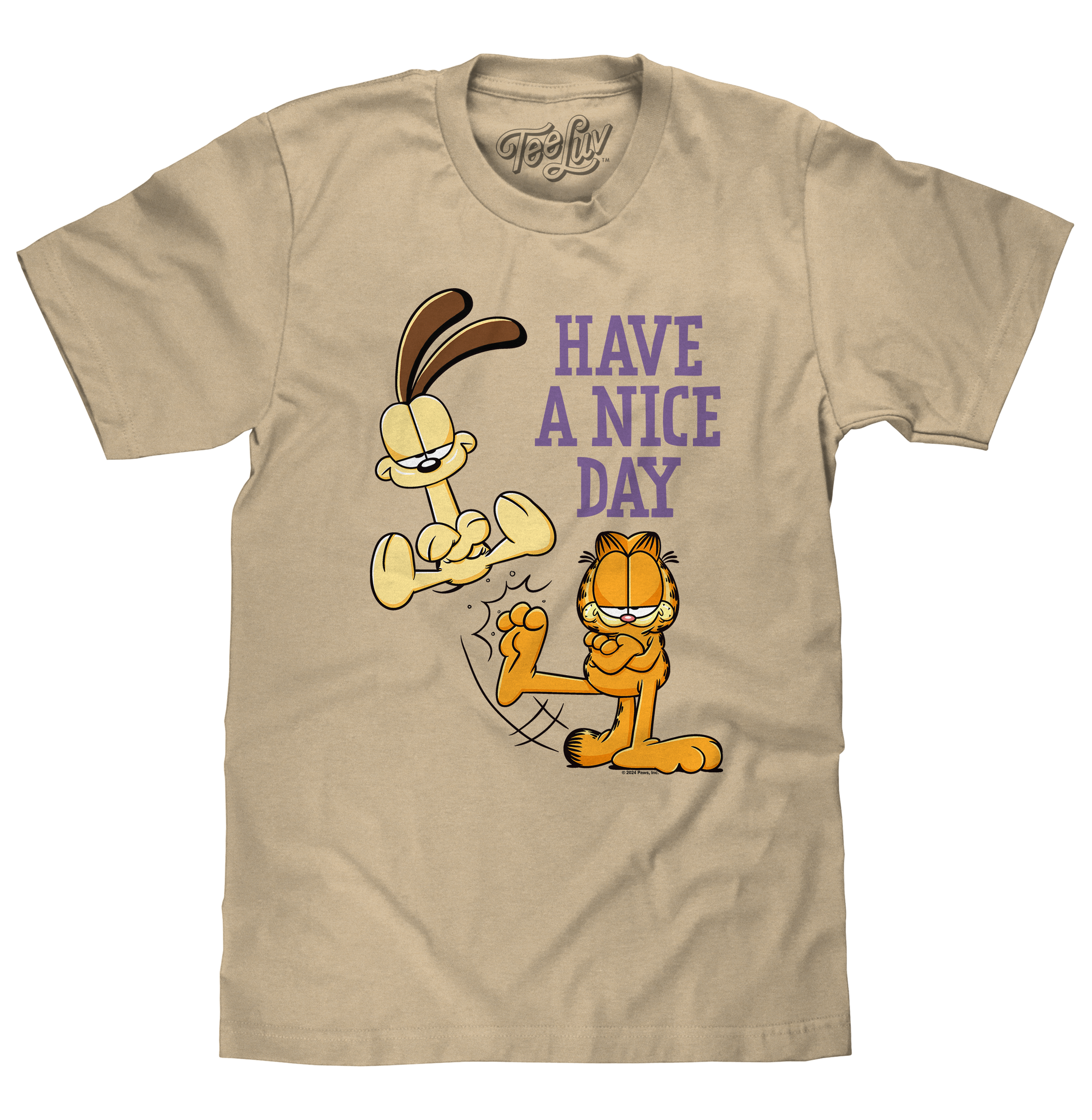 Garfield and Odie Shirt Have A Nice Day Cartoon T-Shirt - Cream
