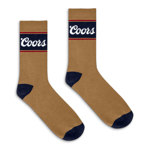 Coors Beer Logo Crew Socks - Tan/Navy/Red