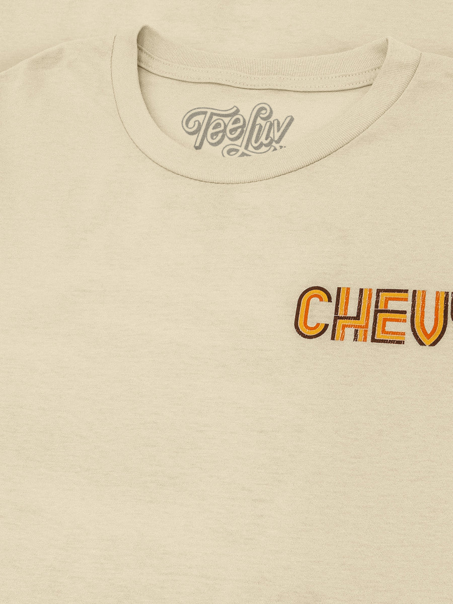 Chevy Chevelle Chevrolet Left Chest Front and Back Print Classic Car T-Shirt - Cream