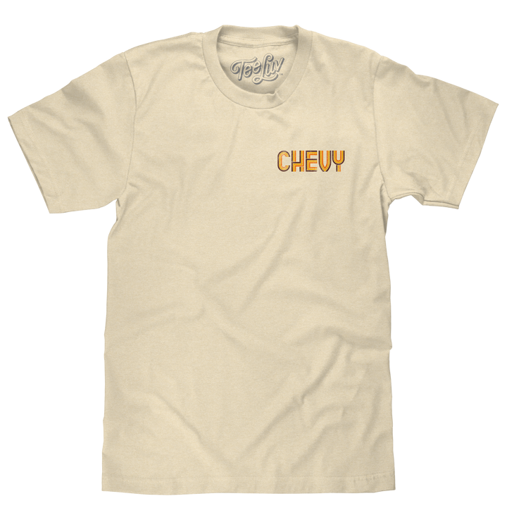 Chevy Chevelle Chevrolet Left Chest Front and Back Print Classic Car T-Shirt - Cream