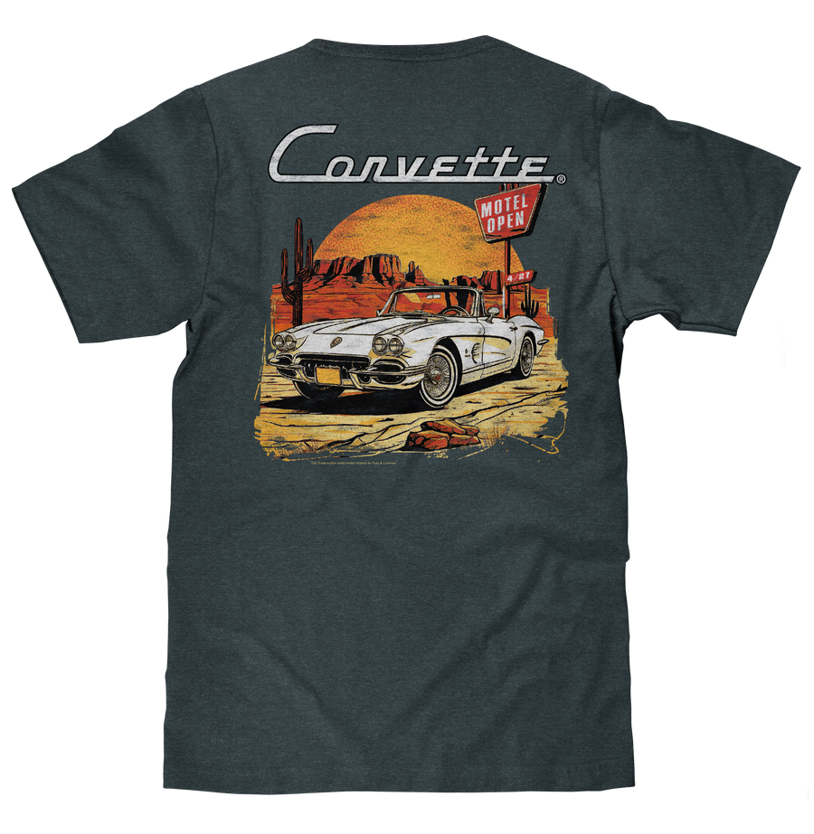 Chevy Corvette C1 Front and Back Print T-Shirt - Navy Heather