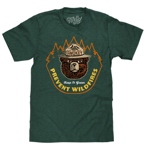 Smokey Bear Keep It Green Prevent Wildfires T-Shirt - Forest Green