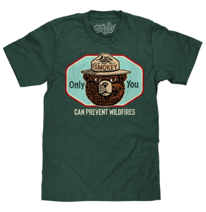 Smokey Bear Only You Can Prevent Wildfires T-Shirt - Forest Green