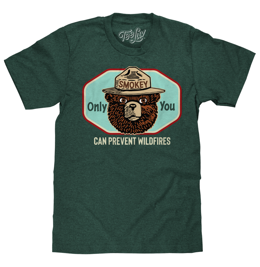 Smokey Bear Only You Can Prevent Wildfires T-Shirt - Forest Green