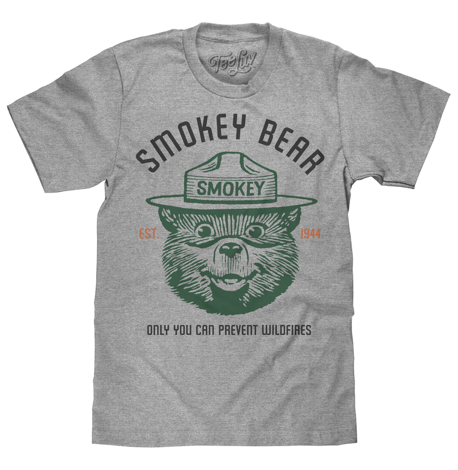 Est 1944 Smokey Bear Shirt Only You Can Prevent Wildfires T-Shirt - Light Gray