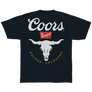 Coors Banquet Bull Skull Double Sided Heavyweight T-Shirt - Navy Blue