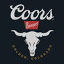 Coors Banquet Bull Skull Double Sided Heavyweight T-Shirt - Navy Blue