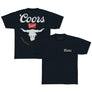 Coors Banquet Bull Skull Double Sided Heavyweight T-Shirt - Navy Blue