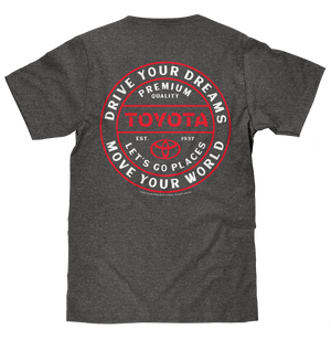 Toyota Drive Your Dreams Left Chest Front and Back Logo T-Shirt - Charcoal Heather