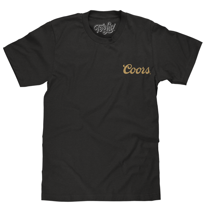 Coors Banquet Beer Double Sided Brewery Logo T-Shirt - Vintage Black