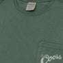 Coors Banquet Beer Rodeo Horse Front Pocket Tee T-Shirt - Cypress Green