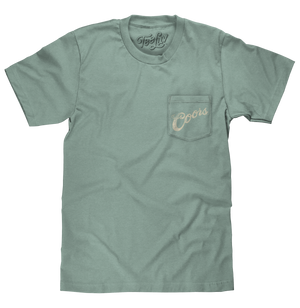 Coors Banquet Beer Rodeo Horse Front Pocket Tee T-Shirt - Cypress Green