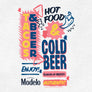 Modelo Cerveza Retro 90s Tacos and Beer Bar Sign T-Shirt - Vintage White