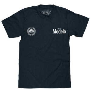 Cerveza Modelo The Fighting Spirit Front and Back Print T-Shirt - Navy Blue