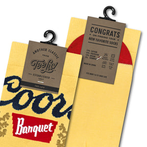 Coors Banquet Beer Brand Socks - Tan/Red/Blue