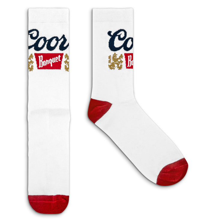 Coors Banquet Beer Logo Crew Socks - White/Red/Blue