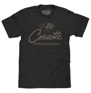 Chevy Corvette Genuine Performance Crossed Flags T-Shirt - Black