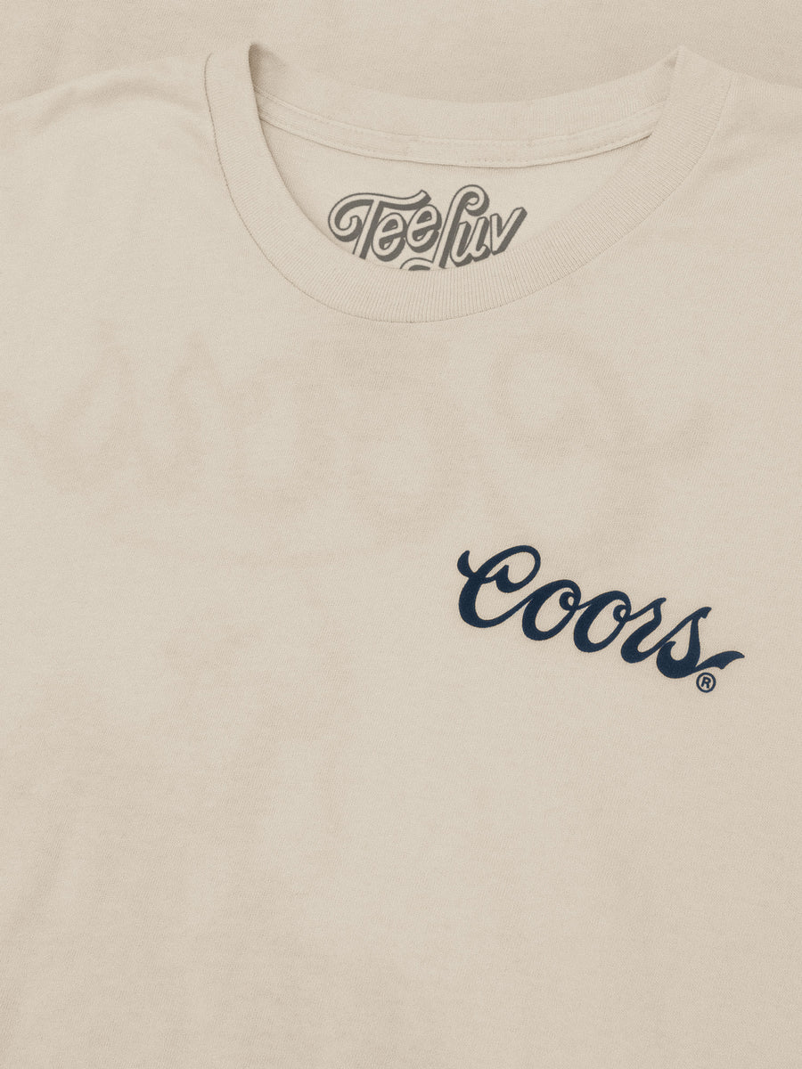 Made in the USA Coors Beer Double Sided Cowboy T-Shirt - Natural Beige