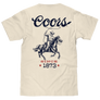 Made in the USA Coors Beer Double Sided Cowboy T-Shirt - Natural Beige