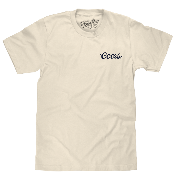 Made in the USA Coors Beer Double Sided Cowboy T-Shirt - Natural Beige
