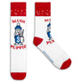 Slush Puppie Slushy Cartoon Dog Mascot Logo Crew Socks - White/Red/Blue