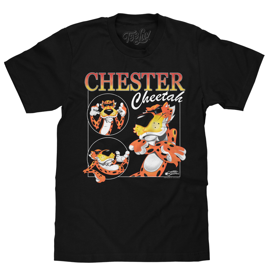 Cheetos Cheese Snack Chester Cheetah Mascot T-Shirt - Black – Tee Luv