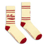 Dr Pepper Trademark Soda Pop Crew Socks-Beige/Burgundy