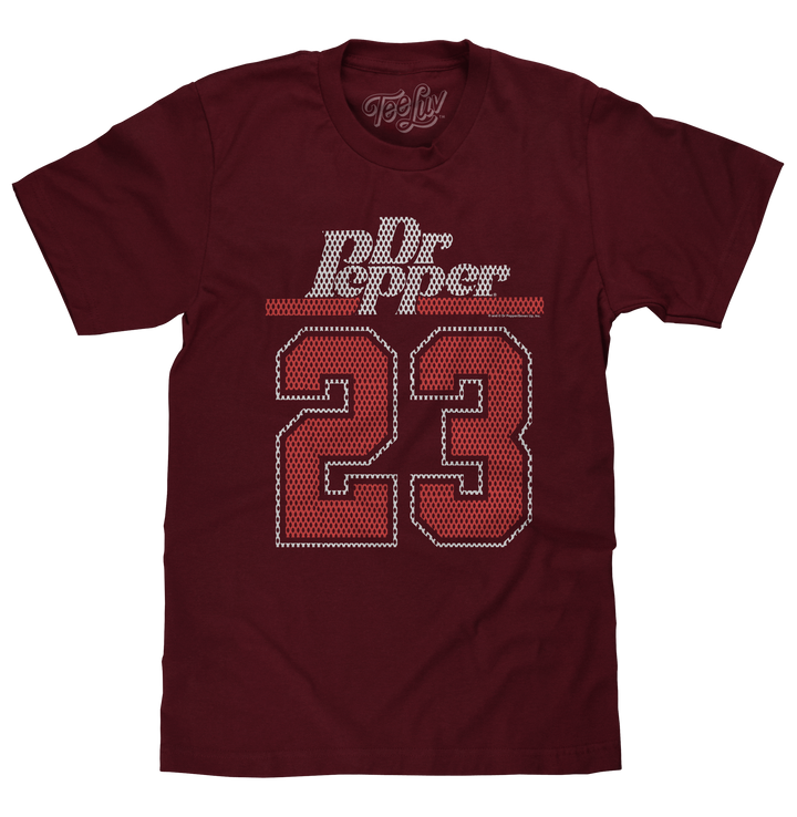 Dr Pepper 23 Varsity Sports Jersey T-Shirt - Burgundy – Tee Luv