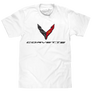 Chevrolet Corvette C8 Muscle Car Logo T-Shirt - White