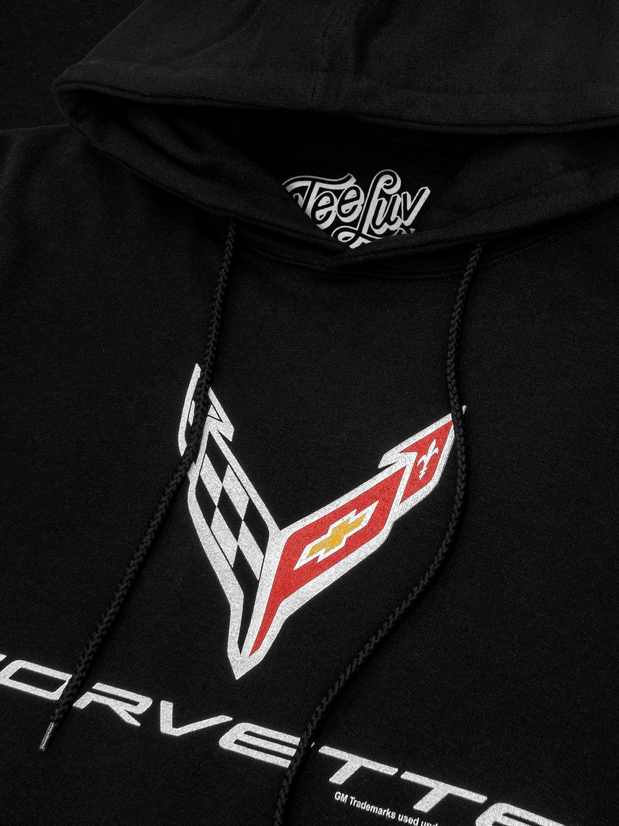Chevrolet Corvette C8 Sports Car Emblem Hoodie - Black