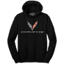 Chevrolet Corvette C8 Sports Car Emblem Hoodie - Black